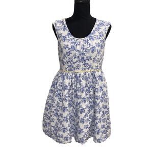 Matilda Jane Bluebell Dress SZ. 4 Hello Lovely Blue White Chinoiserie Linen